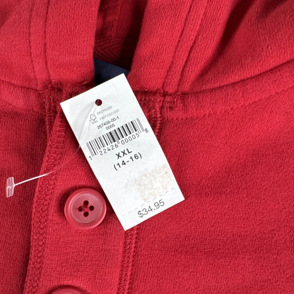 GAP Kids Hoodie Red Youth Jacket 14 16 2XL NWT Red Unisex Sweatshirt New 86 XXL